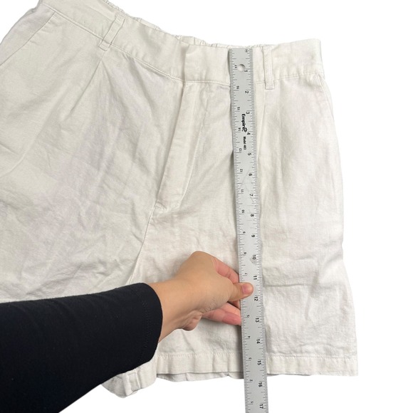 Love Tree Women Linen Blend Pleated High Waist Shorts  White Cream Large L 580 - Picture 4 of 8